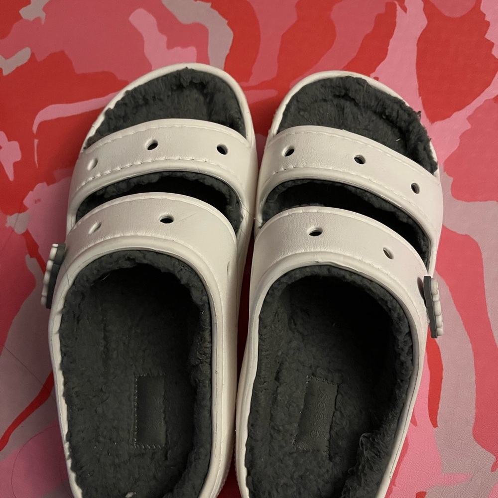 CROCS White and Gray Slippers with Ventilated Straps